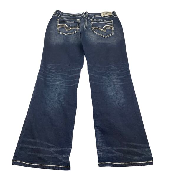 Y2K Salvage Supply Co Anarchy Straight Jeans size 38 x 32 Dark Wash Streetwear - Picture 2 of 11